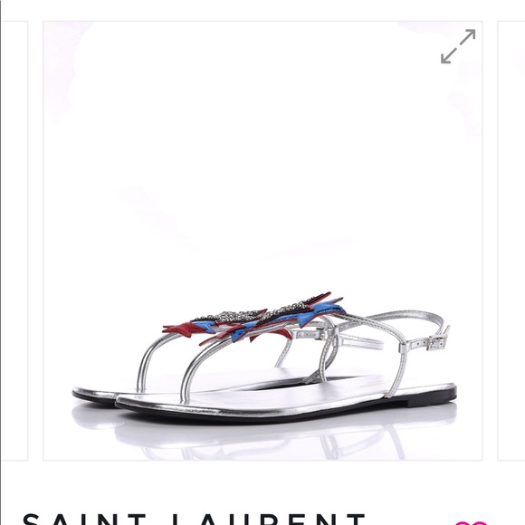 Saint Laurent Calf Skin Metallic Star Sandals - Picture 5 of 10